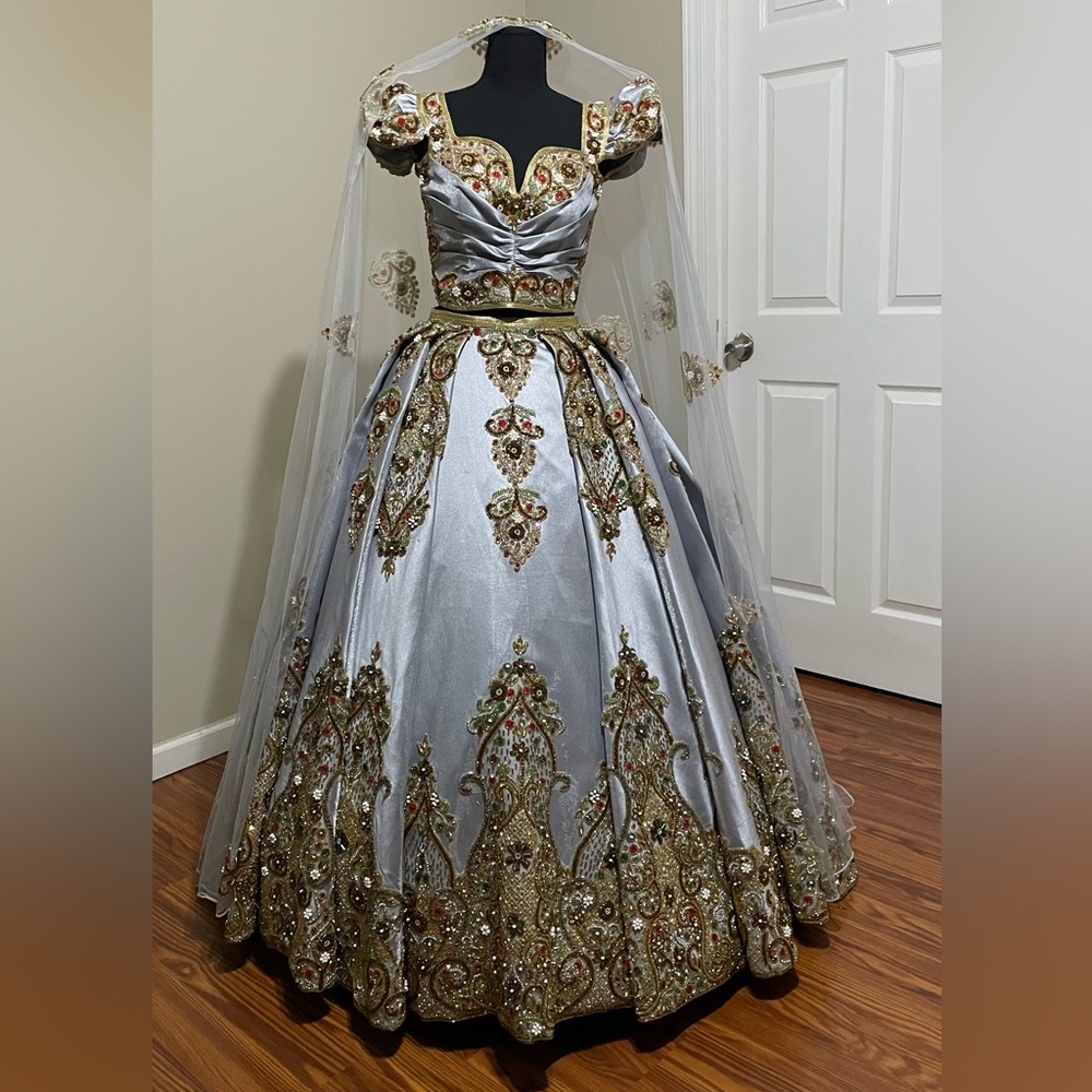 Modern Indian Two Piece Lehenga with Long Veil